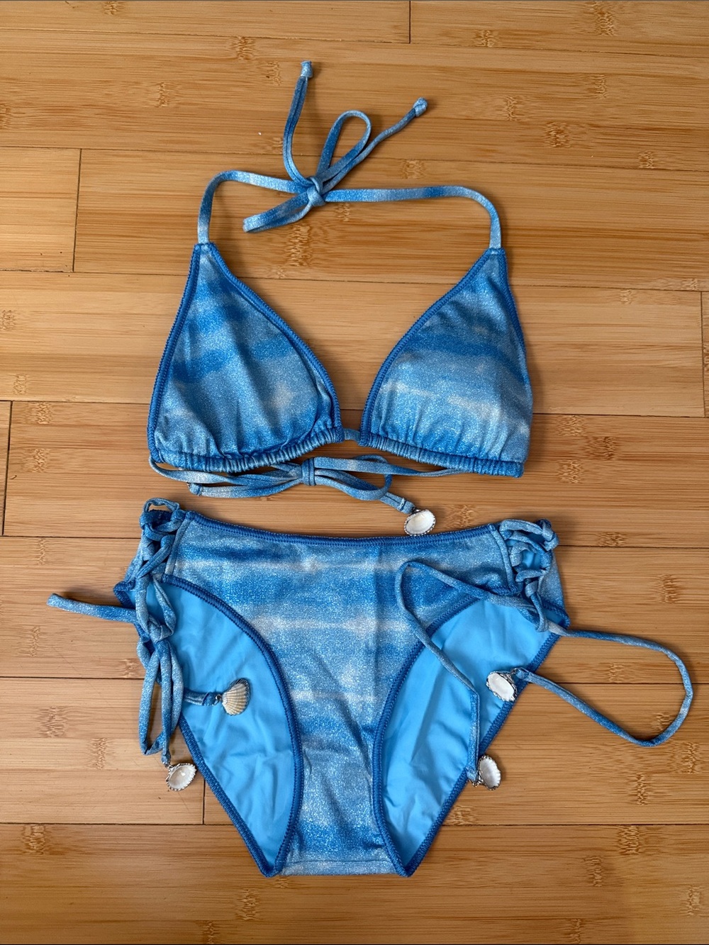 BECCA Metalli Blue Bikini Set with Shell Accents